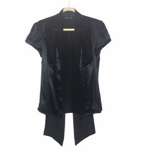 Express black tie mesh button up top